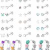 LOYALLOOK Loyallook 20Pairs Screw Back Earrings Stud For Girls Women Surgical Steel Hypoallergenic Cartilage Stud Earrings Tiny Opal Cz Screwback Flat Back Stud Earrings Cute Heart Hoop Earrings Set 20G | Earrings