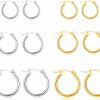 Senteria 10 Pairs Silver Hoop Earrings Set For Women Surgical Steel Hoop Earrings Lightweight Hypoallergenic Tiny Small Hoops For Girls Men (8Mm 10Mm 12Mm 14Mm 16Mm) | Earrings