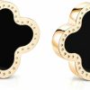 GFEEL Gfeel Four Leaf Clover Earrings For Women 18K Gold Plated Stainless Steel Lucky 4 Leaf Ear Studs Jewelry Gift Clover Dainty Stud Earrings Hypoallergenic Clover Stud Earrings | Earrings