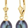 Gem Stone King Gem Stone King 14K Yellow Gold 9Mm Cultured Freshwater Pearl Dangle Earrings For Women | Earrings