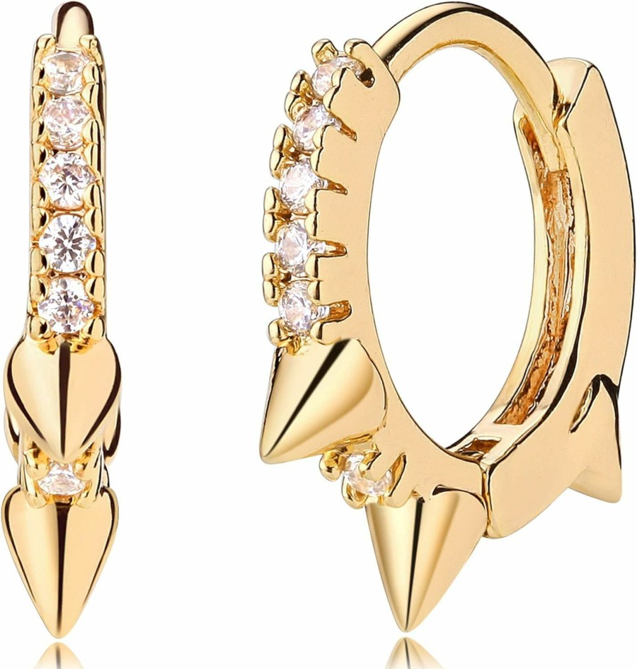 MEVECCO Mevecco 18K Gold Plated Huggie Earrings With Shining Cubic Zriconia Geometry Beads Star Hoop Earrings For Women | Earrings