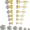 Ringcal Ringcal 6 Pairs Stainless Steel Stud Earrings Set Hypoallergenic Cubic Zirconia 14K White Gold Cz Earrings For Women | Earrings