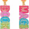 PHALIN Phalin Teacher Earrings For Women Beaded Teacher Drop Earrings Delicate Rhinestone Letter Fri-Yay Books Dangle Earrings Colorful Teacher Appreciation Gift | Earrings