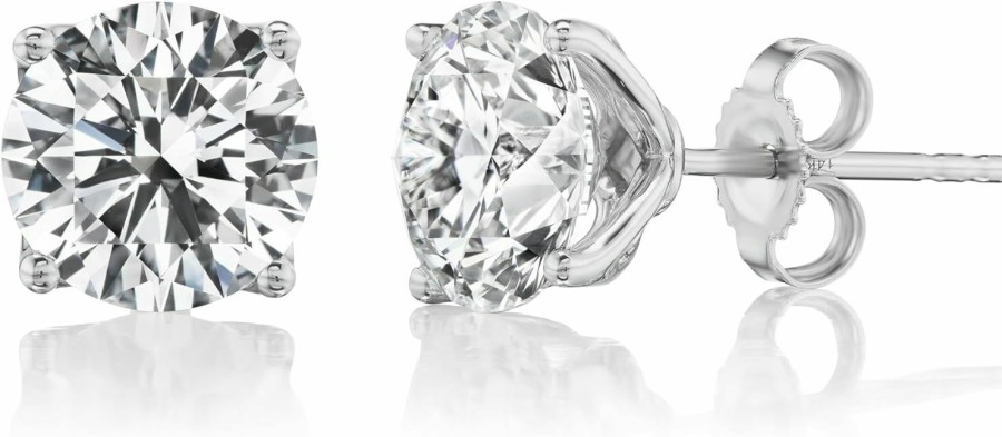 Carbon Atelier 1/2 To 4 Carat Lab Grown Diamond Round Stud Earrings For Women I 14K Gold Earrings (G-H, Vs1-Vs2, 0.50 To 4.00 Cttw) 4-Prong Brilliant Cut Diamond Earrings I Push Back Studs By Carbon Atelier | Earrings