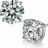 UnicoRing Moissanite Stud Earrings, Round Cut D Color Vvs1 Clarity Lab Created Diamond Earrings Studs 18K White Gold Plated 925 Sterling Silver Jewelry For Women Men | Earrings