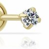 TILO JEWELRY 14K Yellow Gold Solitaire Round Cubic Zirconia Stud Earrings In Secure Screw-Backs | Earrings