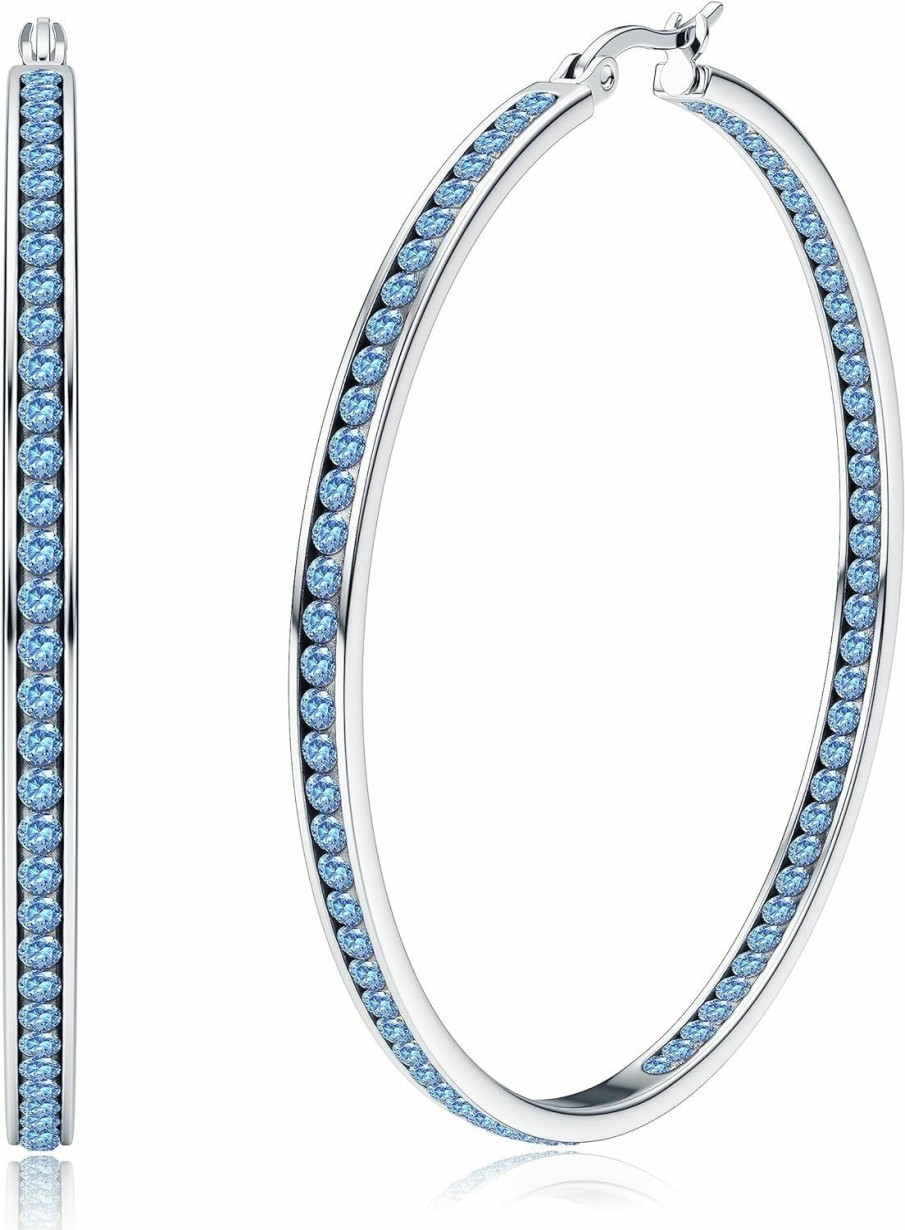 ORAZIO Orazio Stainless Steel Women Hoop Earrings Cute Huggie Earrings Cubic Zirconia Inlaid 50Mm | Earrings