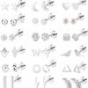 MJust 18 Pairs Stainless Steel Stud Earrings Set For Women Men Star Moon Triangle Heart Leaf 20G Cartilage Earrings Hypoallergenic Flatback Earrings Piercing Jewelry | Earrings