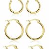 LOYALLOOK Loyallook Gold Hoop Earrings Set Stainless Steel Rounded Small Hoop Earrings Set For Women Cute Huggie Earrings Nickel Free 10/12/15/20Mm | Earrings