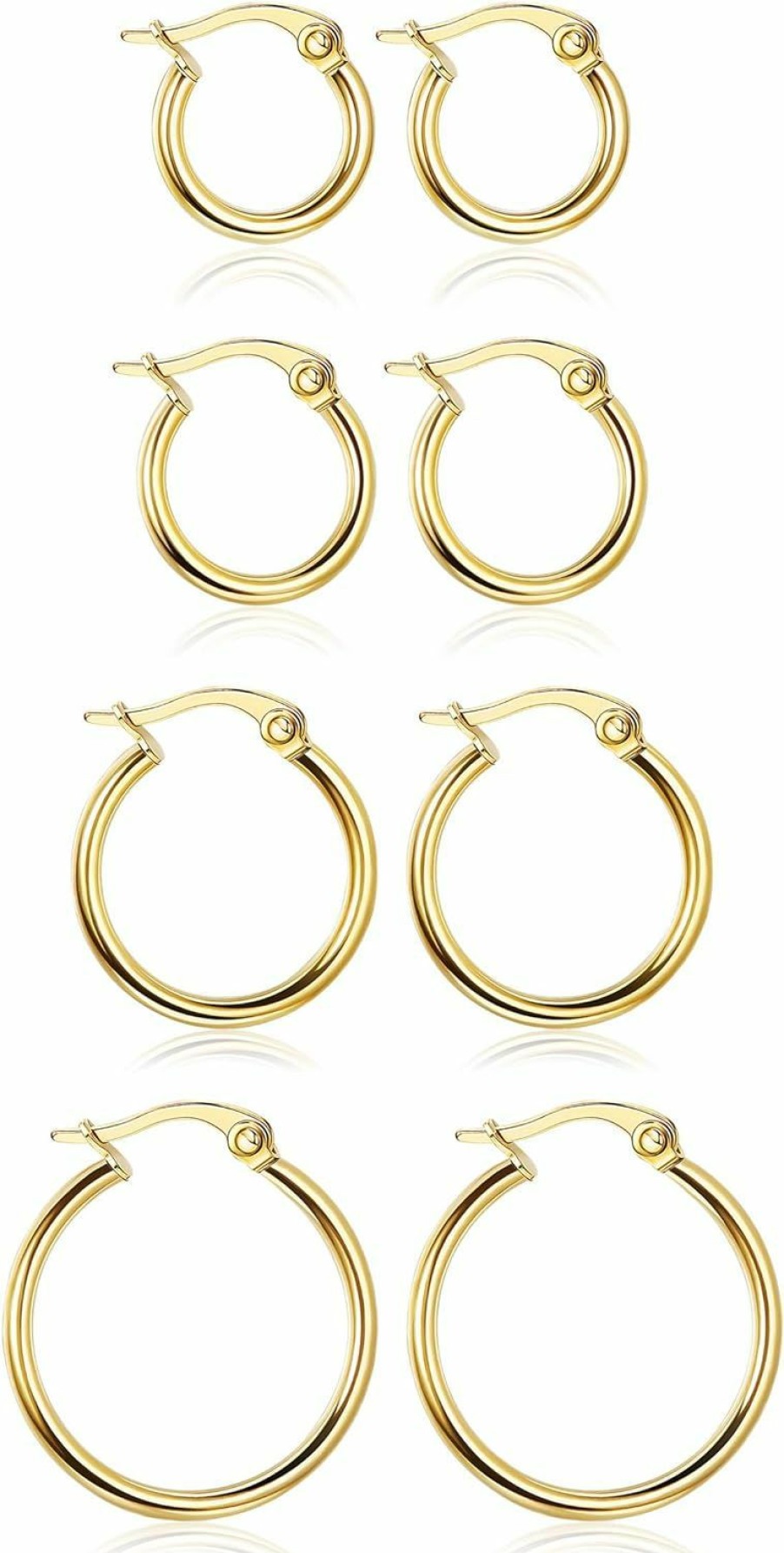 LOYALLOOK Loyallook Gold Hoop Earrings Set Stainless Steel Rounded Small Hoop Earrings Set For Women Cute Huggie Earrings Nickel Free 10/12/15/20Mm | Earrings