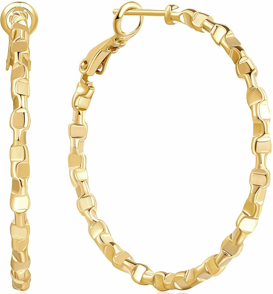 KATIE OTTE Katie Otte Gold Hoop Earrings 14K Gold Jewelry For Womens Earrings Modish Hoops Earrings Gold Earrings Hoops Thick & Chunky (40Mm) | Earrings