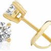 MAX + STONE Igi Certified 1/4-2 Carat Lab Grown Diamond Stud Earrings In 14K Gold With 4-Prong Setting | Real Diamond Earrings For Women 14K Real Gold | Yellow & White Gold Diamond Earrings Studs By Max + Stone | Earrings