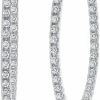 La Joya La Joya Lab Grown 1 1/2-2 Ct Tw Inside Out Diamond Hoop Earrings For Women | White Rhodium Plated 925 Sterling Silver Large Diamond Hoops | Ideal Valentine'S Day Gift | Earrings