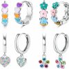 Florideco Florideco 4 Pairs Hypoallergenic Small Hoop Earrings For Women S925 Silver Needle Hoop Earring Heart Butterfly Flower Earrings Dangling Huggie Teens Earrings Cartilage Set For Sensitive Ears | Earrings