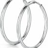 Amberta Amberta 925 Sterling Silver Fine Circle Endless Hoops - Polished Round Sleeper Earrings Diameter Size: 20 30 40 60 75 Mm | Earrings