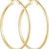 Chantel Yorke Hoop Earrings 14K Gold Earrings For Women'S Hoop Earrings Minimalist 14K Gold Hoop Earrings For Woman Elegant Large Gold Hoops 45Mm*2Mm | Earrings