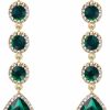 BriLove Brilove Women'S Elegant Wedding Bridal Crystal Beaded Teardrop Chandelier Dangle Earrings | Earrings