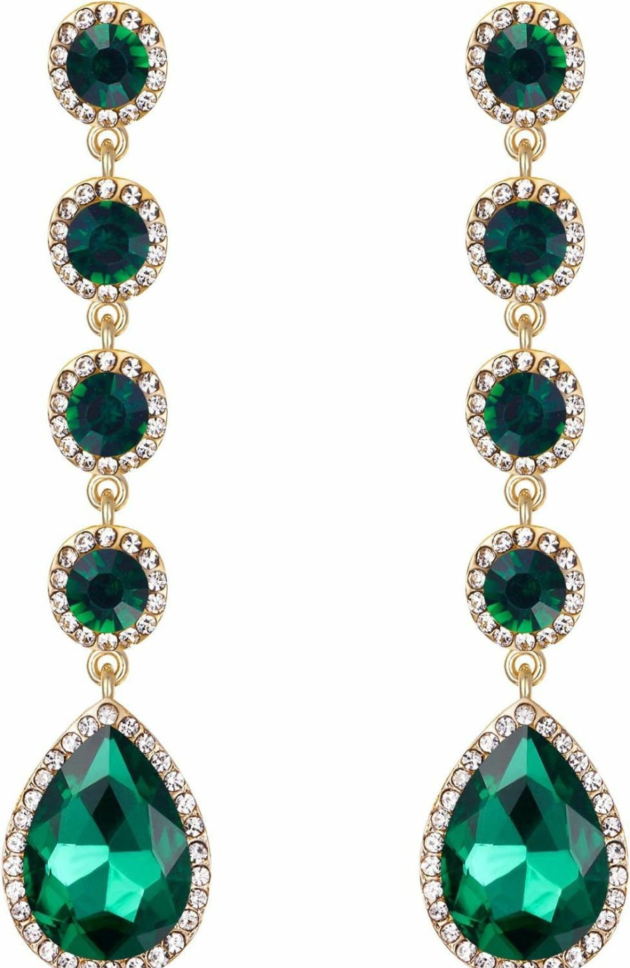 BriLove Brilove Women'S Elegant Wedding Bridal Crystal Beaded Teardrop Chandelier Dangle Earrings | Earrings