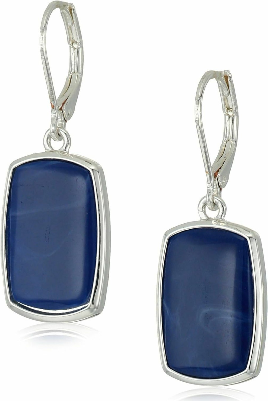 Nine West Nine West Women'S Silvertone And Denim Large Drop Earrings | Earrings