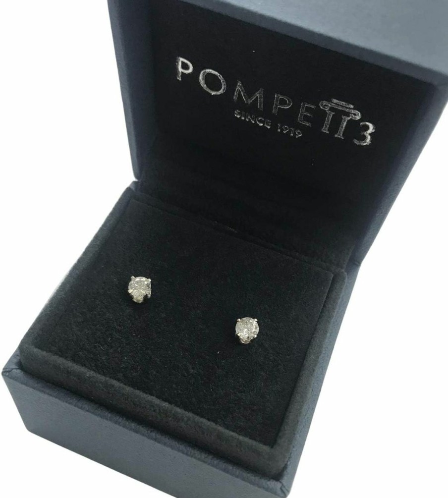 P3 POMPEII3 Certified 1/2Ct Natural Diamond Studs Round Brilliant Cut Women'S Earrings In 14K Gold Setting | Earrings