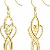 BORUO Solid 18K Gold Over 925 Sterling Silver Celtic Knot Dangle Earrings, Good Luck Irish Vintage Dangles For Women, Teardrop Earrings/Silver Earrings, Gold Earrings For Women | Earrings