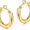 sovesi Sovesi Chunky Gold Hoop Earrings For Women With 925 Sterling Silver Post, 14K Gold Plated Small Thick Gold Hoops Earrings For Women | Earrings