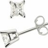 La4ve Diamonds La4Ve Diamonds 1/4 Carat Prong Set Princess-Cut Natural Diamond Push Back Solitaire Stud Earrings (I, I3) In Sterling Silver | Jewelry For Women Girls | Gift Box Included | Earrings