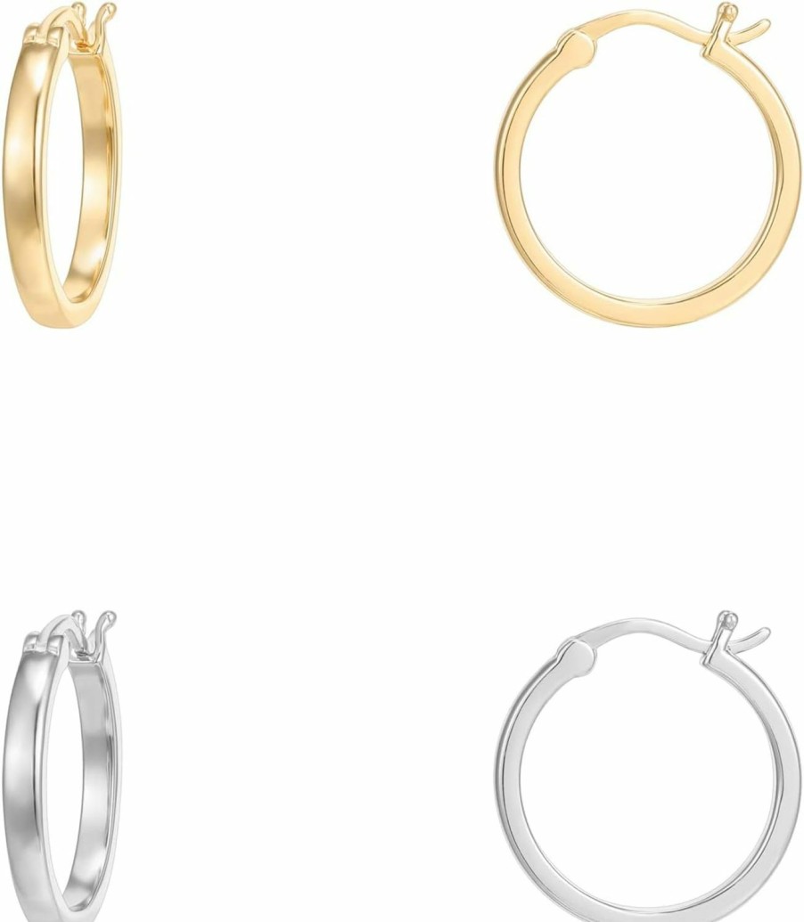 PAVOI Pavoi 14K Gold Plated 925 Sterling Silver Post Lightweight Hoops | 20Mm - 30Mm Earring | Gold Hoop Earrings For Women | Earrings