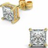 NEOSHOW 18K White Gold Plated Sterling Silver Princess Cut Cubic Zirconia Stud Earrings Square Simulated Diamond Cz Stud Earrings For Women Men Hypoallergenic | Earrings