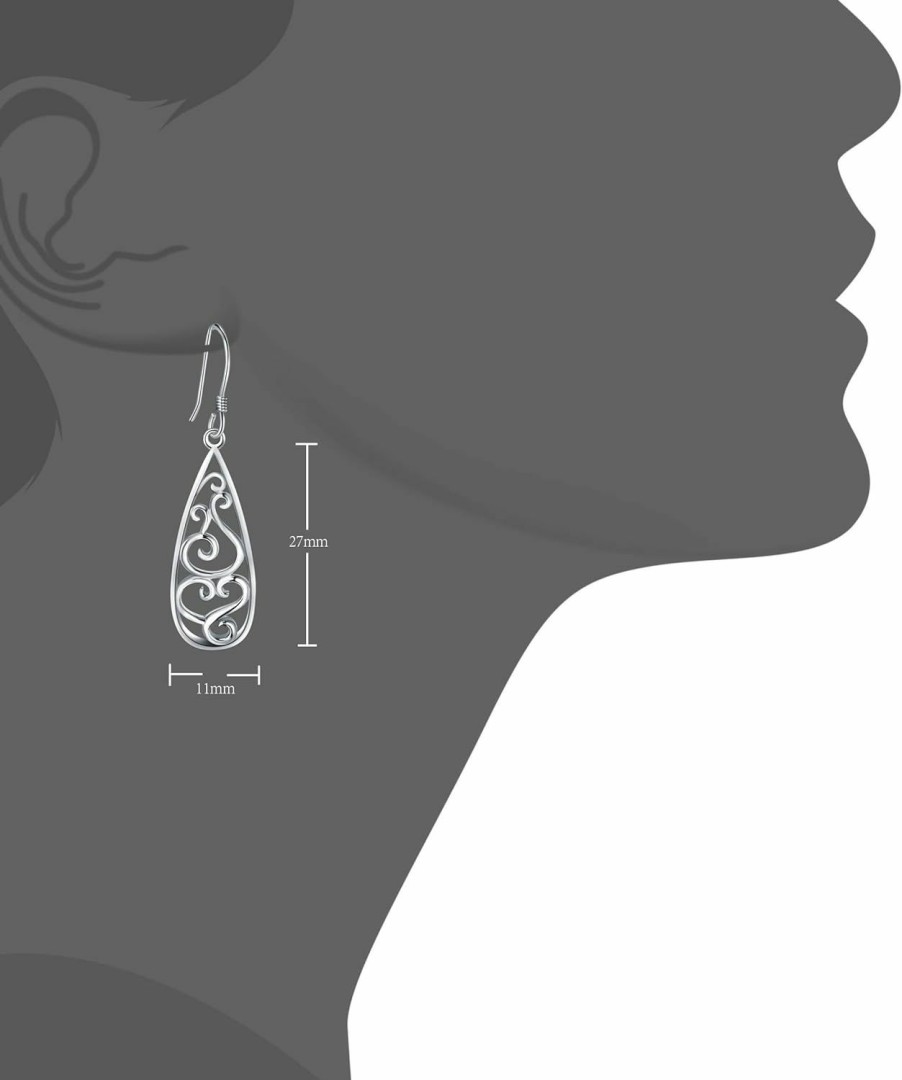 BORUO Solid 18K Gold Over 925 Sterling Silver Dangle Earrings, Lightweight Filigree Teardrop Earrings/Silver Earrings, Gold Earrings For Women | Earrings