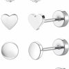 MJust Mjust Titanium Earrings For Women G23 Surgical Steel Stud Earrings For Sensitive Ears Heart Opal Pearl Cubic Zirconia Hypoallergenic 20G Stainless Steel Flat Back Earrings | Earrings