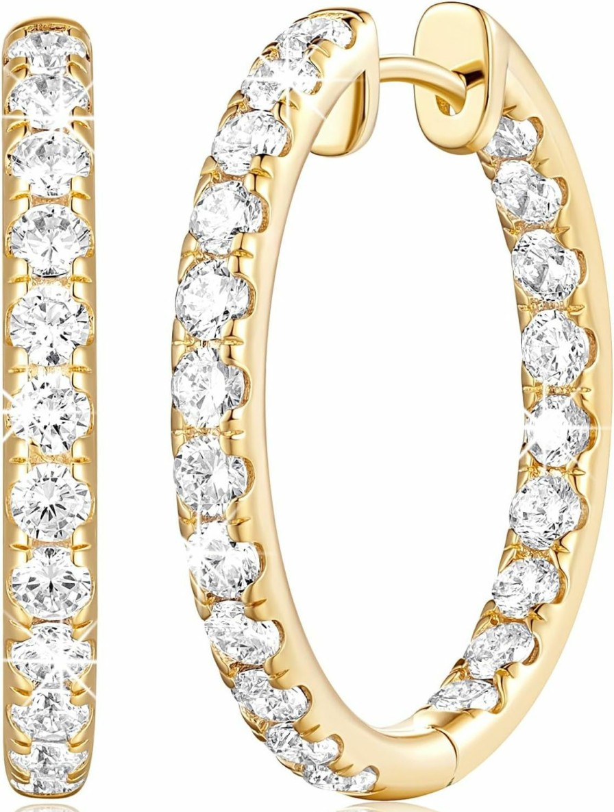 KATIE OTTE Katie Otte 14K Gold Hoop Earrings Diamond Hoops Earrings For Women'S Hoop Earrings 14K Gold Earrings 14 Karat Gold Hoop Earrings With Cubic Zirconia, 30Mm | Earrings