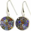 Glass Of Venice Glass Of Venice Italian Murano Glass Earrings Dangle Round Multicolor Millefiori Flower In Sterling Silver - Murano Glass Earrings For Women | Earrings