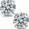 boya Boya Moissanite Stud Earrings For Women,0.6-2Ct 18K White Gold Plated Silver Friction Back And Post For Women Men, D Color Vvs1 Round Lab Created Diamond Earrings Men | Earrings