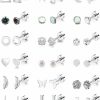 Staligue 18 Pairs Stainless Steel Stud Earrings Set For Women Men Star Moon Flower Heart Leaf Opal 20G Cartilage Earrings Hypoallergenic Flatback Earrings Piercing Jewelry | Earrings