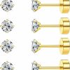 CASSIECA Cassieca 20G Cartilage Earring Stud For Women Men 316L Surgical Steel Flat Back Earrings Set, 2-6Mm Round Cz Screw Back Stud Earrings For Cartilage Tragus Helix Piercing Jewelry | Earrings