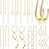 LOLIAS Lolias Threader Earrings For Women Gold Silver Plated Dangle Thread Earrings Dainty Spiral Twisted Wave Ball Tassel Chain Earrings Long Surgical Steel Pull Through Earrings For Women Lightweight | Earrings