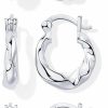 PAVOI Pavoi 14K Gold Plated Sterling Silver Posts 3 Pairs Rope Twisted Hoop Earrings Set | Three Chunky Huggie Hoop Pack | Earscape For Women 14Mm 13Mm 10Mm | Earrings