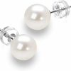 JORA Jora 14K Gold Round White Freshwater Cultured Pearl Stud Earrings For Women - Aaaa Quality | Earrings