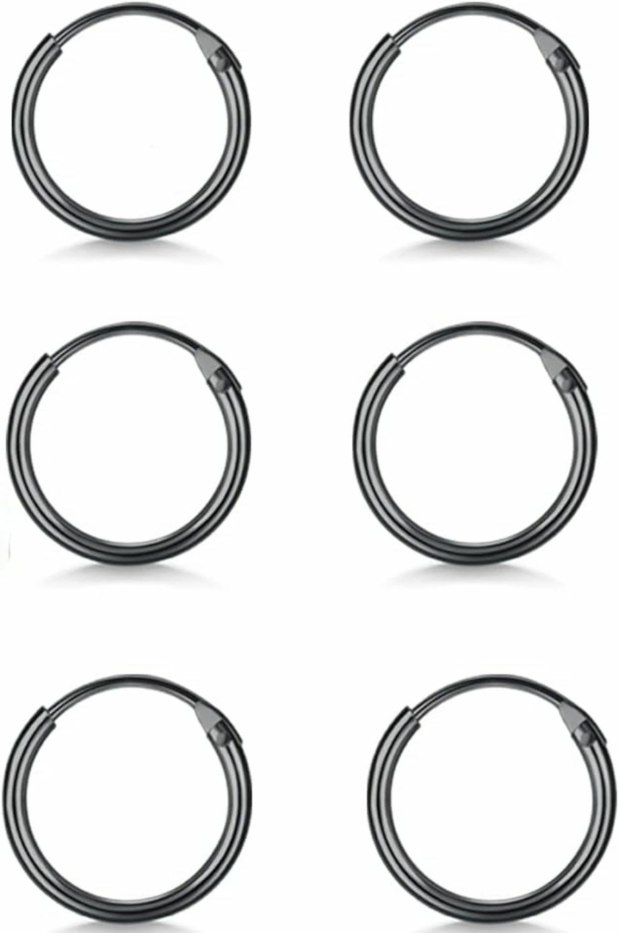 EPIRORA Silver Hoop Earrings- Cartilage Endless Small Hoop Earrings Set For Women Men Girls, 3 Pairs Of Hypoallergenic 925 Sterling Silver Tragus Earrings Nose Lip Rings | Earrings