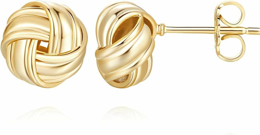 Kelli Myers Kelli Myers 14K Gold Stud Earrings For Womens Stud Earrings Small Round Knot Earrings Studs Twisted Hypoallergenic Earrings | Earrings