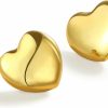 Follome Follome Puffy Heart Earrings 18K Gold Heart Earrings Chunky Heart Earrings Stud Trendy Statement Heart Shaped Earrings Gift For Girls | Earrings