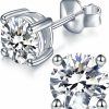 IMOLOVE Imolove Moissanite Stud Earrings With 0.6Ct-3Ct D Color Round Cut Lab Created Diamond Earrings In Sterling Silver With 18K White Gold Plated For Women Men | Earrings