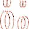 Gokeey Gokeey 4 Pair Gold Hoop Earrings Set For Women,14K Real Gold Plated Gold Hoops With S925 Sterling Silver Post Hypoallergenic Thin Hoop Earrings Gold Earrings For Women Girls Trendy Jewelry Gifts | Earrings