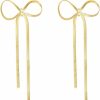 LOKLIFFAI Lokliffai 925 Sterling Silver Bow Drop Dangle Earrings For Women Girls Long Tassel Chain Earrings Wedding Statement Jewelry | Earrings