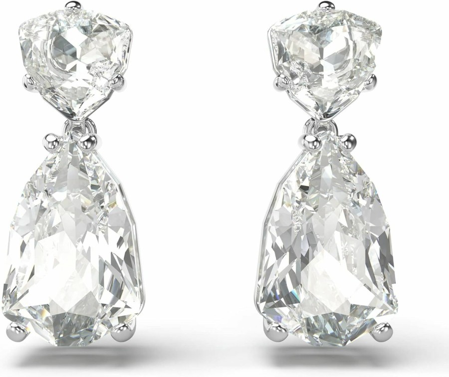 SWAROVSKI Swarovski Mesmera Drop Earrings, Large Mixed-Cut Clear Stones In A Rhodium Finished Setting, Part Of The Swarovski Mesmera Collection | Earrings