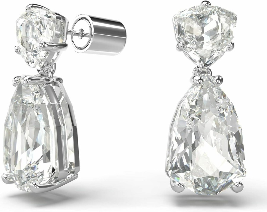 SWAROVSKI Swarovski Mesmera Drop Earrings, Large Mixed-Cut Clear Stones In A Rhodium Finished Setting, Part Of The Swarovski Mesmera Collection | Earrings