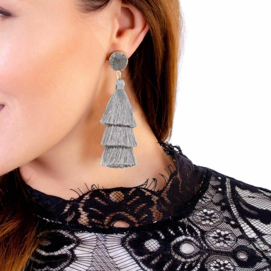 Legitta Legitta Tassel Earrings Layered Tiered Linear Drop Fashion Trending Earrings | Earrings