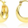 KISSPAT Kisspat Sterling Silver Chunky Hoop Earrings For Women Hypoallergenic Thick Huggie Earring Wide Hoops Everyday Hoop Earrings | Earrings