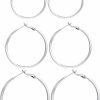 RoseJeopal 3 Pairs Sterling Silver Hoop Earrings - 14K White Gold Plated Hoop Earrings Big Hoop Earrings Set Silver Hoop Earrings For Women Valentine'S Day Gift Jewelry (40Mm 50Mm 60Mm) | Earrings